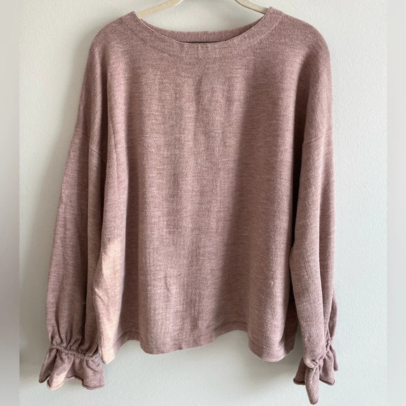 FRENCH Connection Dusty Mauve Oversized Sweater with bell  sleeves Size M - Picture 1 of 13